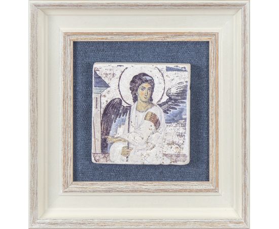 Beli andjeo - ikona na kamenu -INK-1